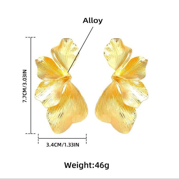 Silver Plated Ginkgo Statement Earrings-sculptural Floral design - Picture 5 of 11